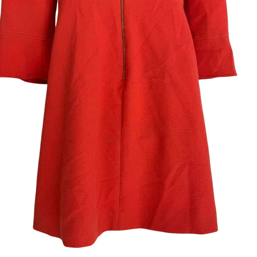 J Crew Womens Bell Sleeve Stretch Exposed Zipper Mini Dress Coral Pink sz 4